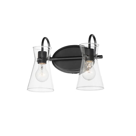 Maxim Lighting Ava 2-Light Bath Vanity, Black 12482CLBK
